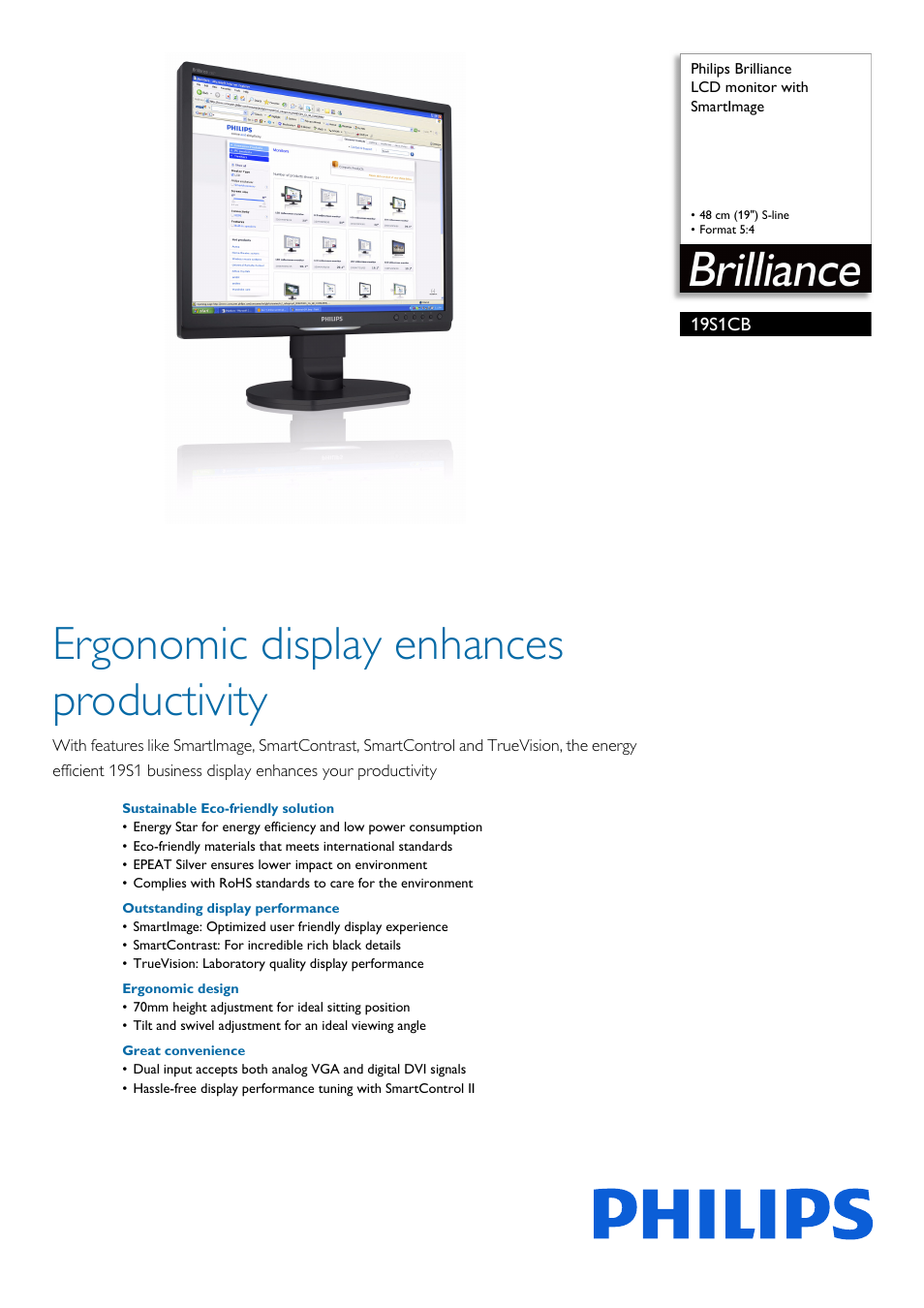 Philips 19S1CB-00 User Manual | 3 pages