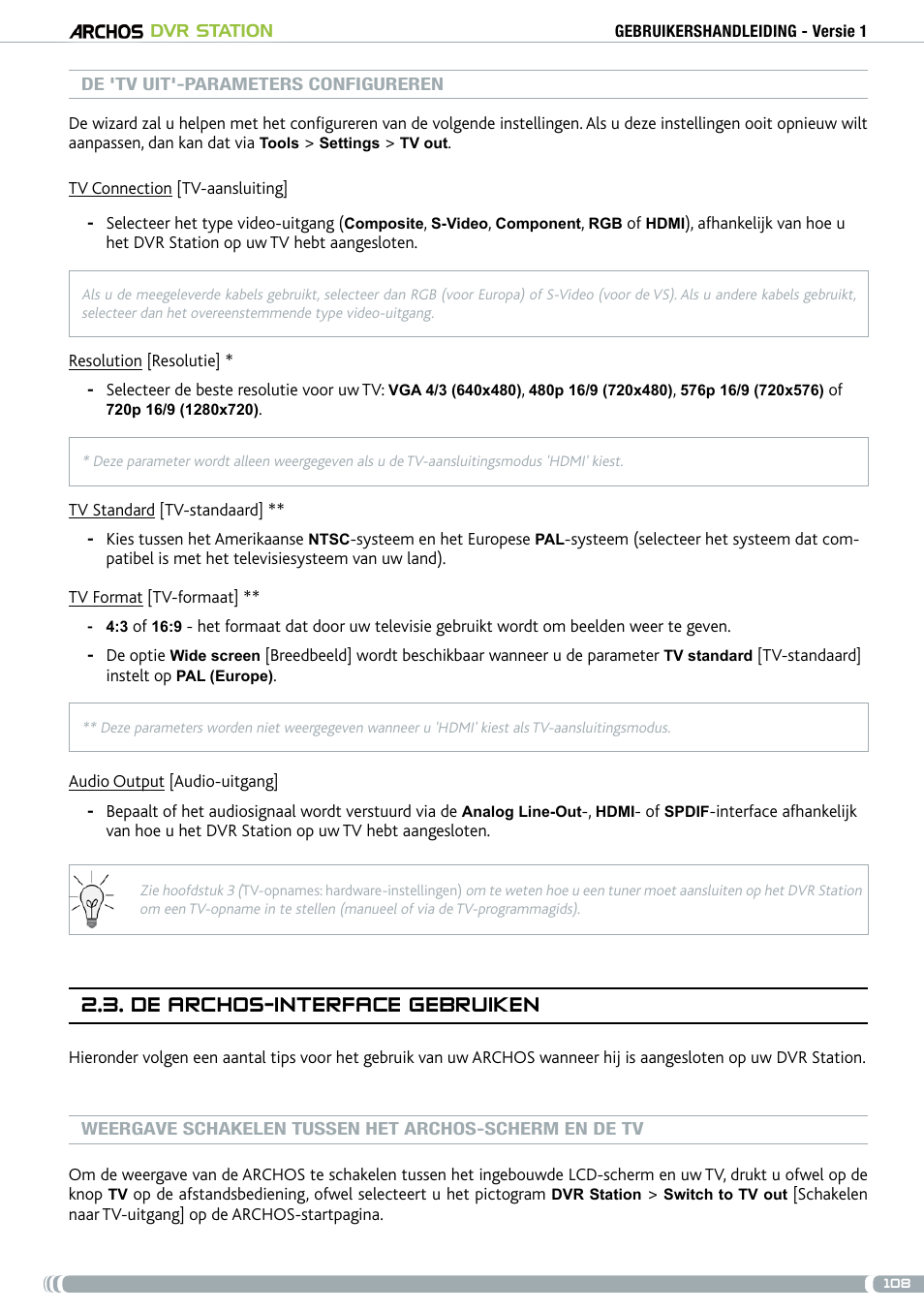 De archos-interface gebruiken | ARCHOS DVr stAtioN User Manual | Page 108 / 141