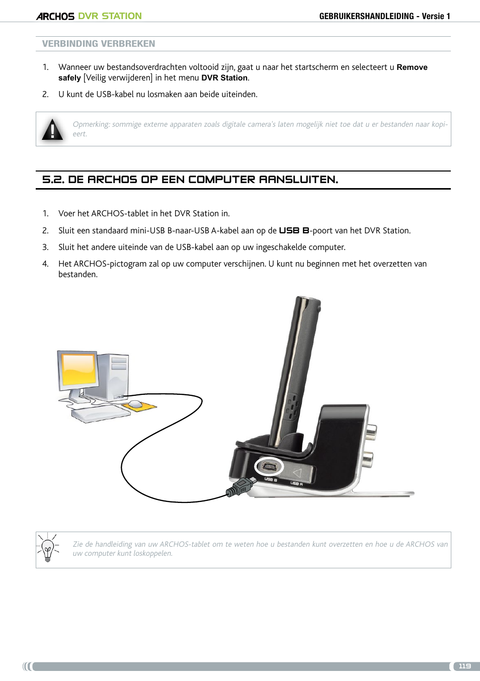 De archos op een computer aansluiten, . de archos op een computer aansluiten | ARCHOS DVr stAtioN User Manual | Page 119 / 141