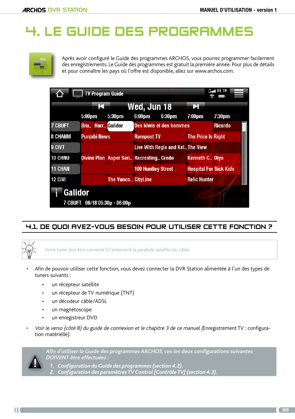 Le guide des programmes | ARCHOS DVr stAtioN User Manual | Page 33 / 141