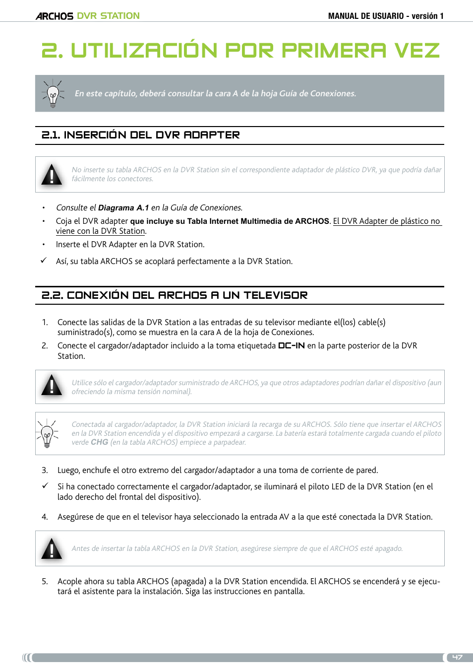 Utilización por primera vez | ARCHOS DVr stAtioN User Manual | Page 47 / 141