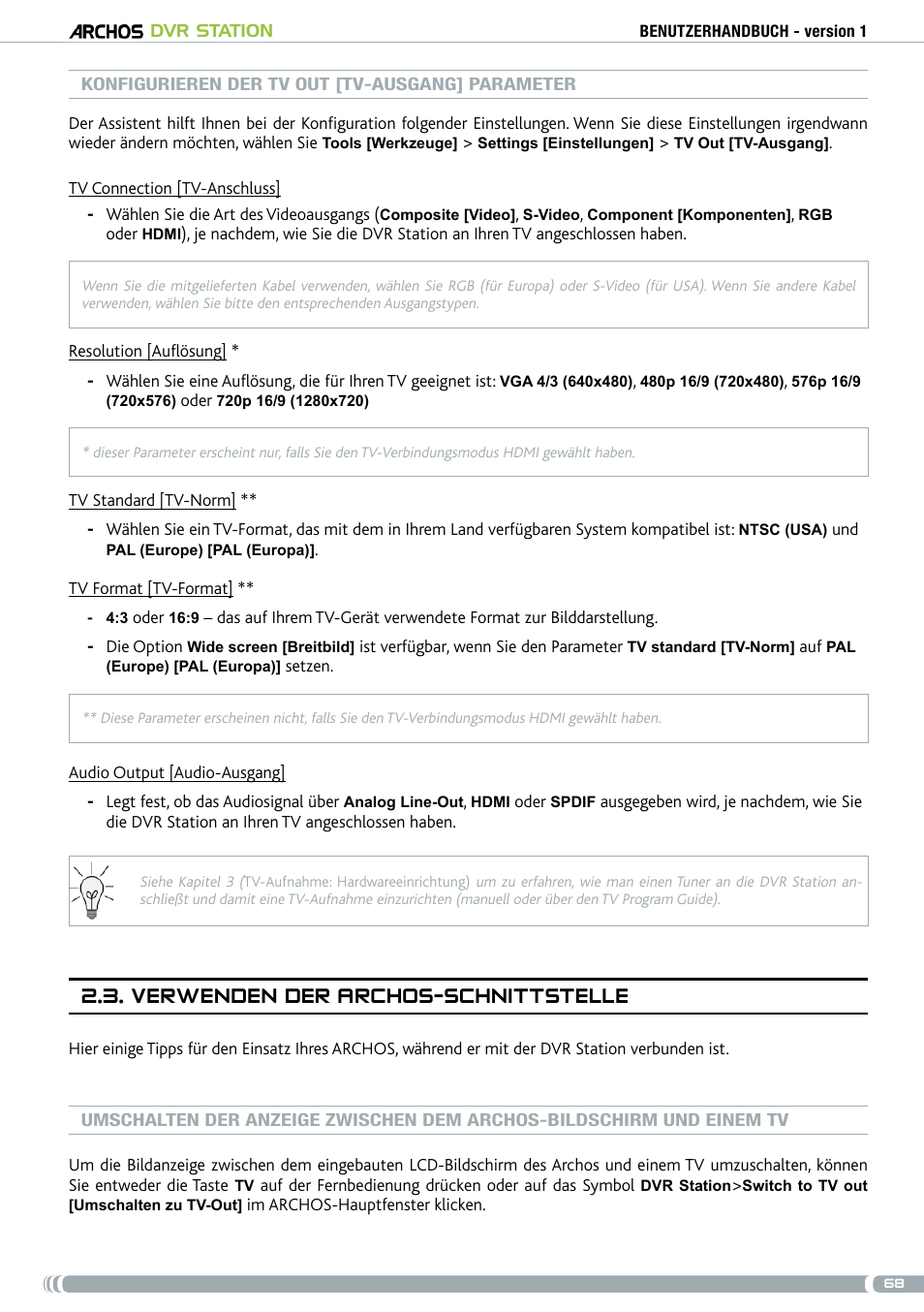 Verwenden der archos-schnittstelle | ARCHOS DVr stAtioN User Manual | Page 68 / 141