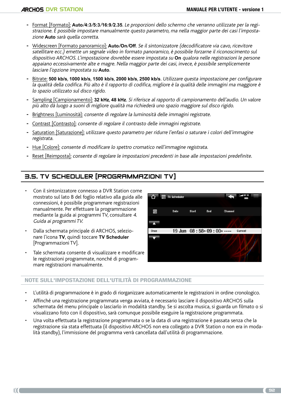 Tv scheduler [programmazioni tv | ARCHOS DVr stAtioN User Manual | Page 92 / 141