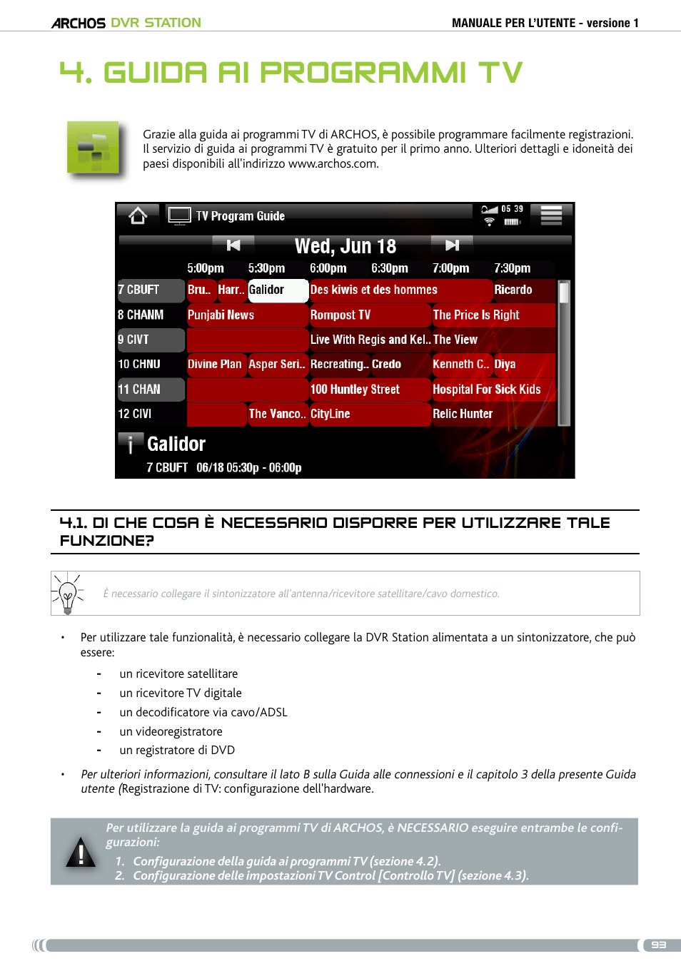 Guida ai programmi tv | ARCHOS DVr stAtioN User Manual | Page 93 / 141
