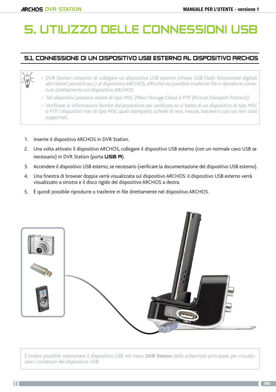 Utilizzo delle connessioni usb | ARCHOS DVr stAtioN User Manual | Page 98 / 141