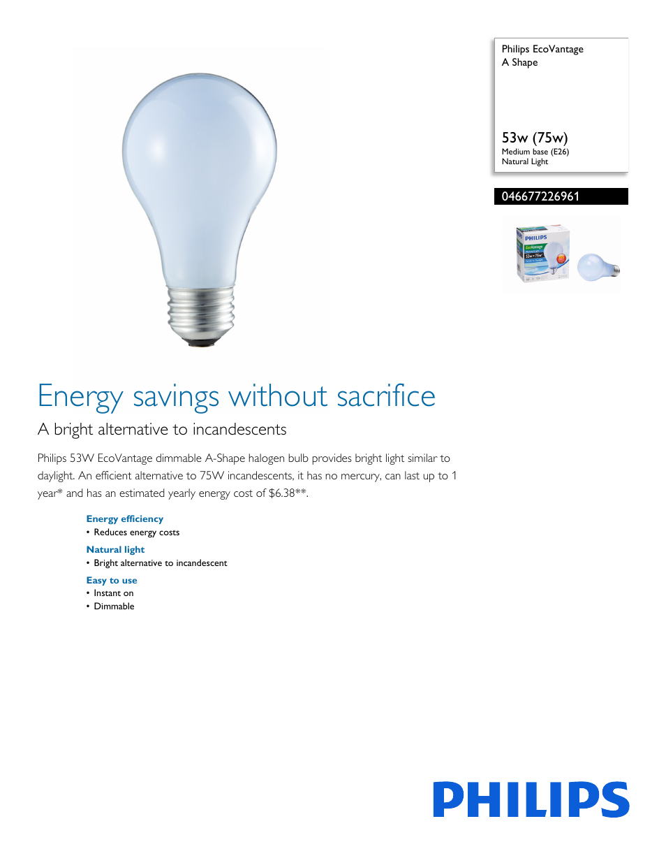 Philips 046677226961 User Manual | 2 pages