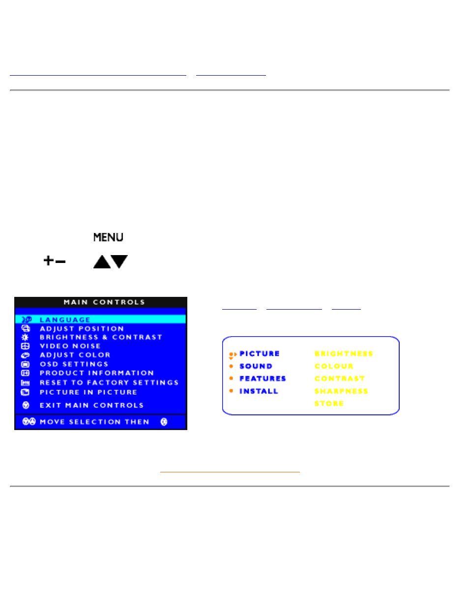 On-screen display | Philips 180MT13P99 User Manual | Page 19 / 143