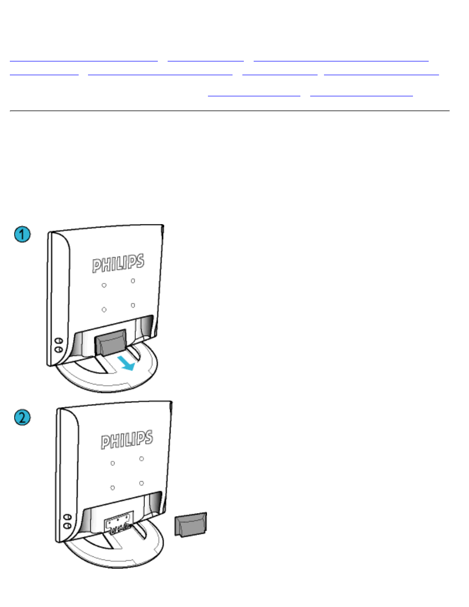 Removing and re-installing the base | Philips 180MT13P99 User Manual | Page 73 / 143