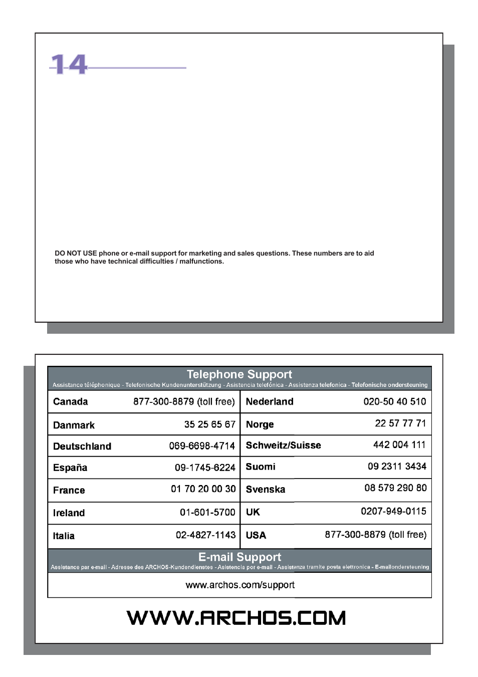 Technical support | ARCHOS XS202S User Manual | Page 23 / 26