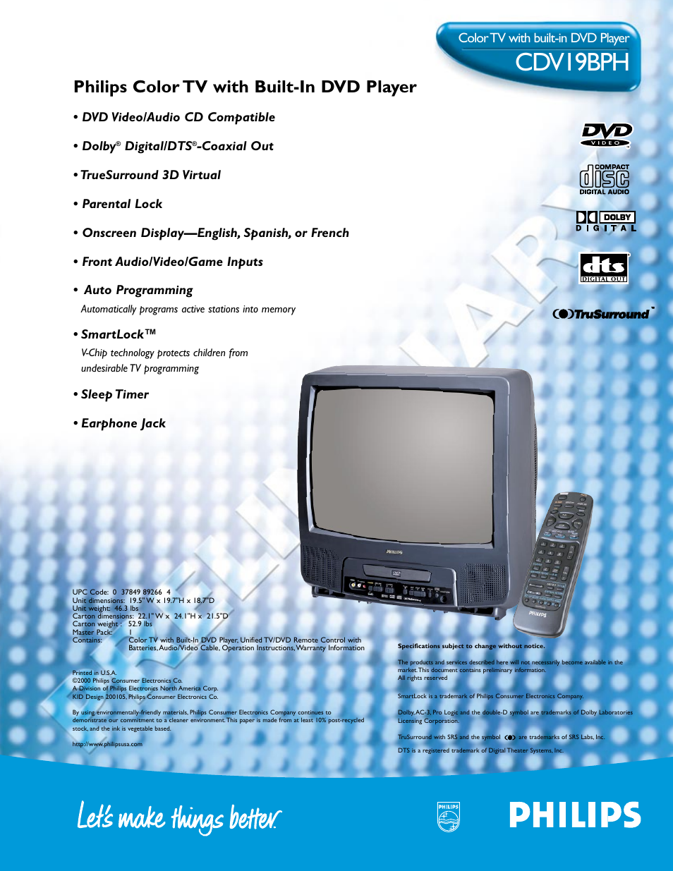 Philips CDV19BPH User Manual | 1 page