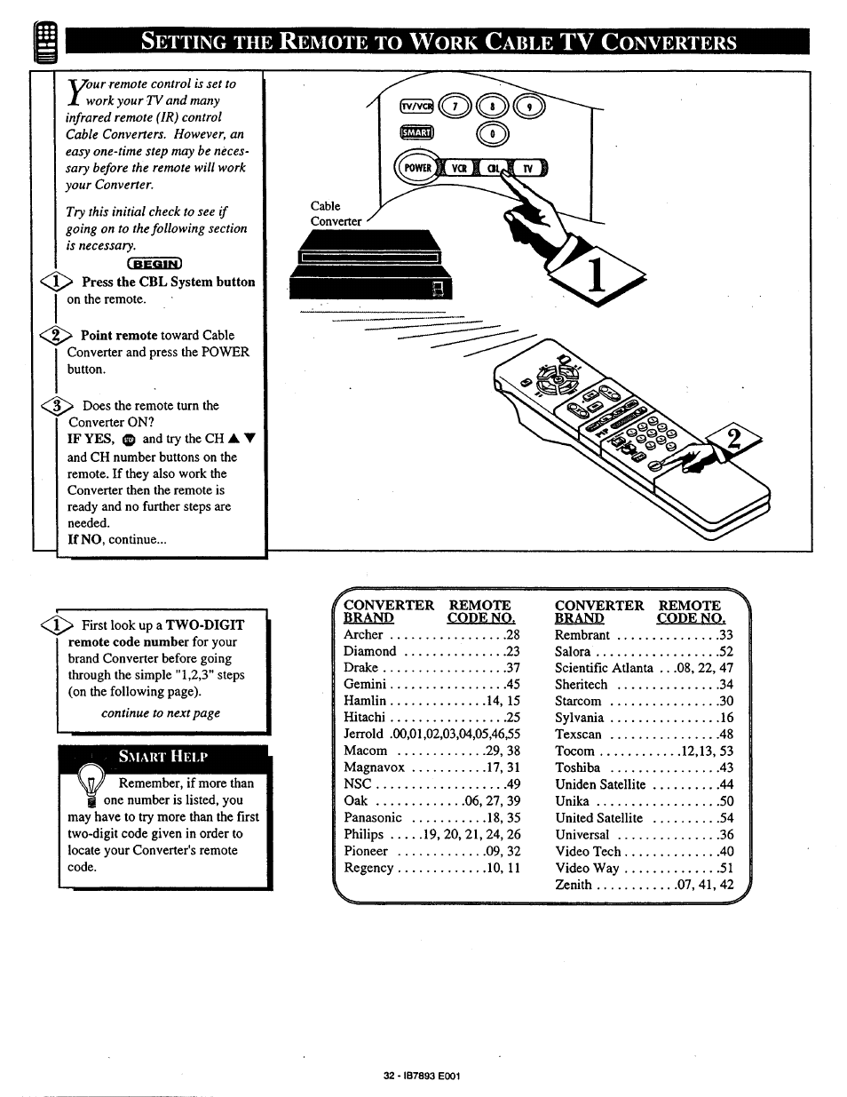 Tv c, Etting, Emote | Able, Onverters | Philips 7P6031C User Manual | Page 32 / 48