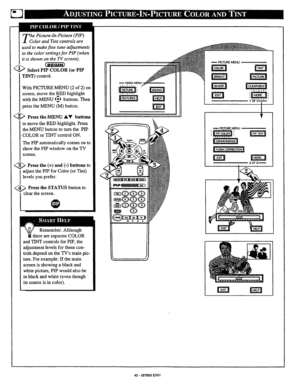 Djusting, Icture, Olor | Philips 7P6031C User Manual | Page 40 / 48