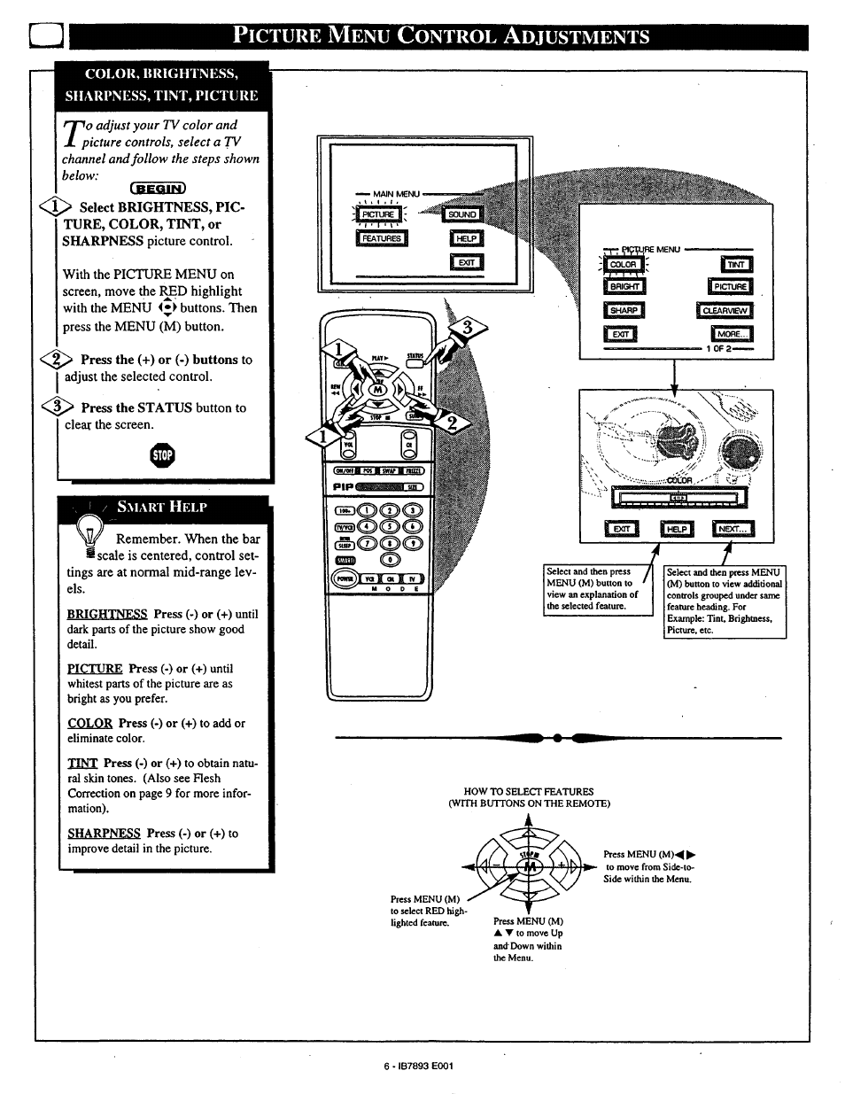 Icture, Ontrol, Djustments | Philips 7P6031C User Manual | Page 6 / 48