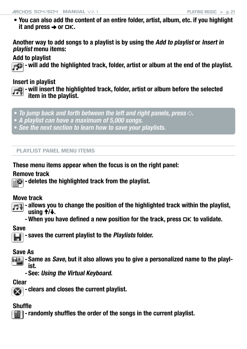 ARCHOS Version 2.1 User Manual | Page 21 / 59