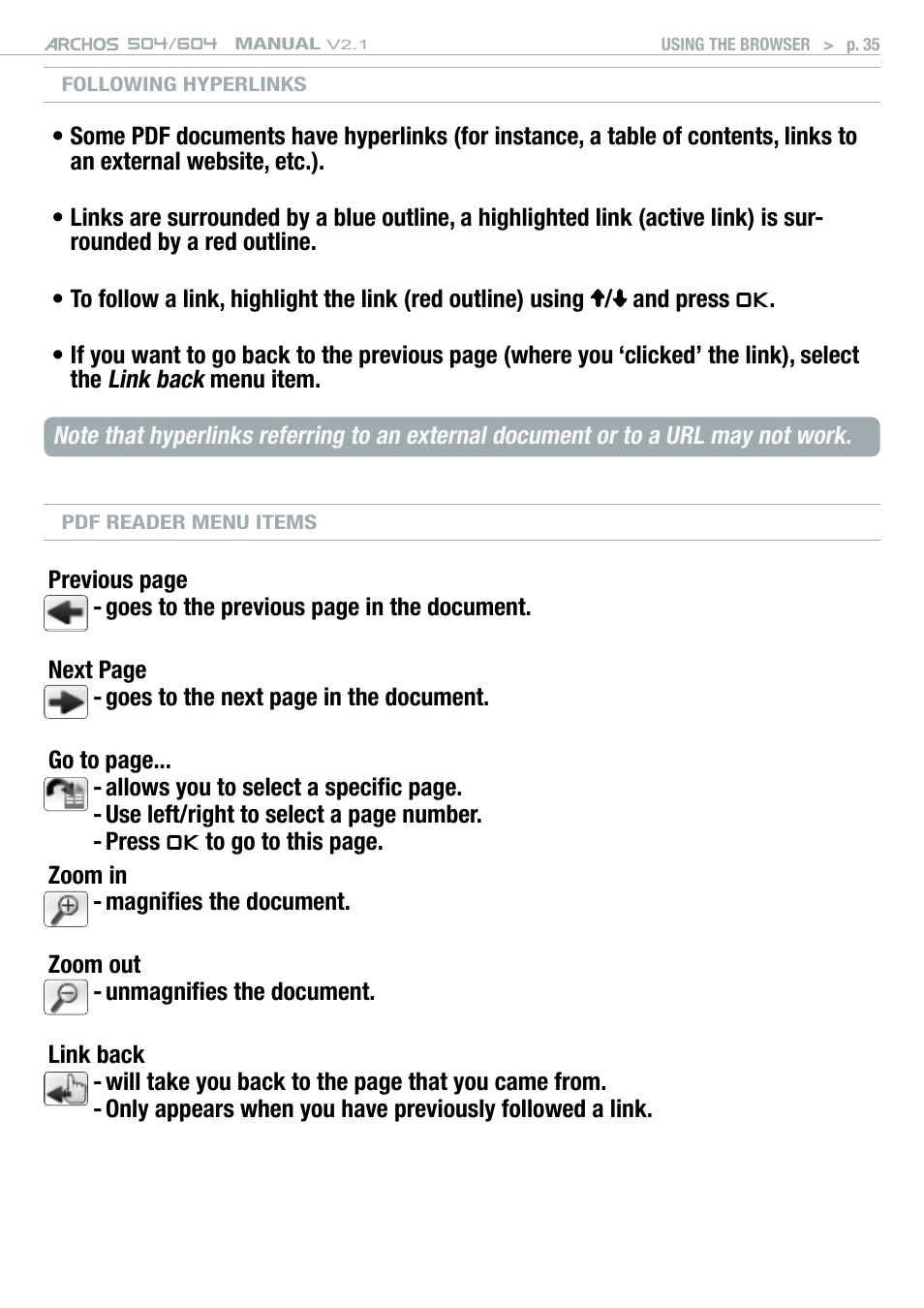 ARCHOS Version 2.1 User Manual | Page 35 / 59