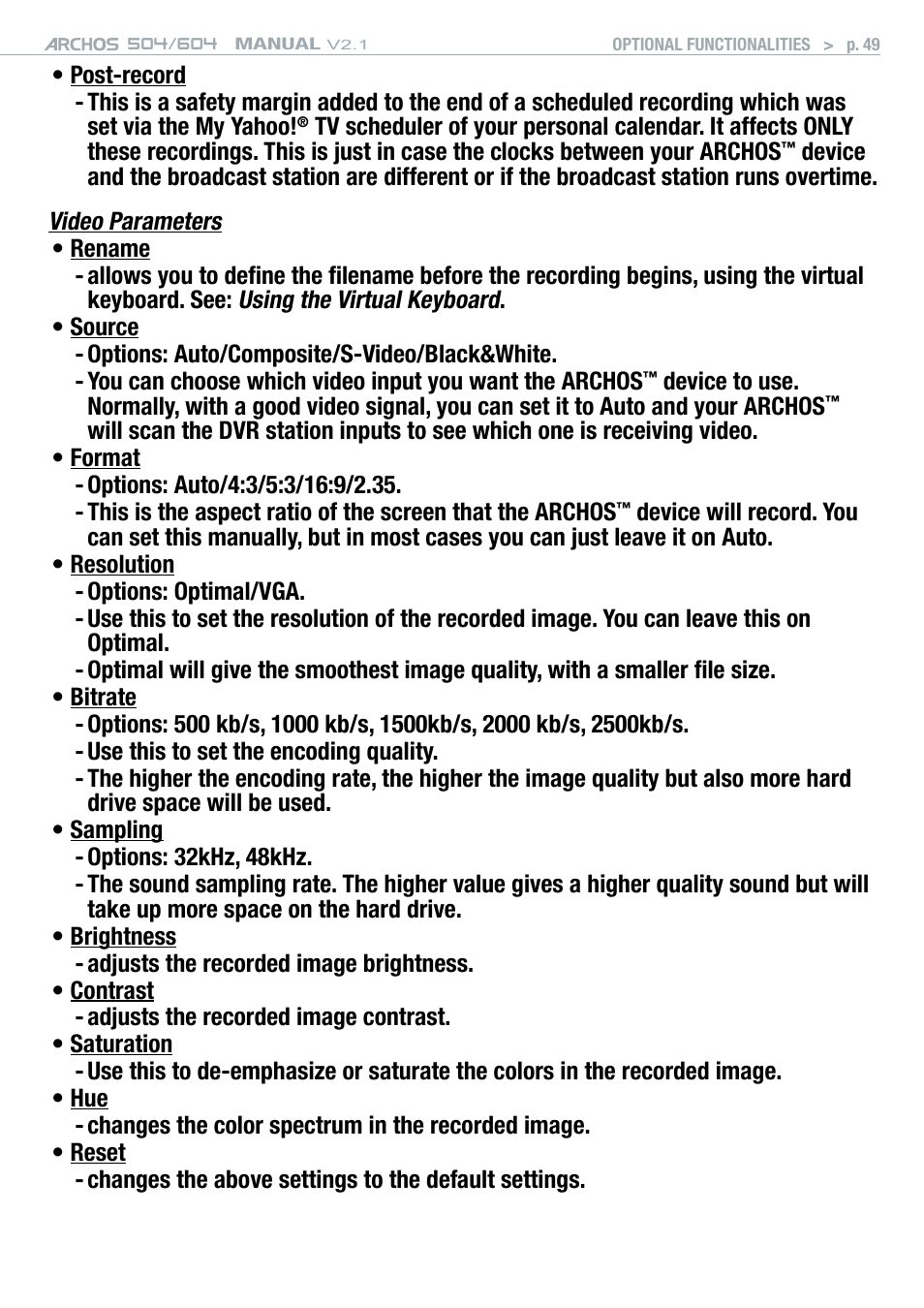 ARCHOS Version 2.1 User Manual | Page 49 / 59