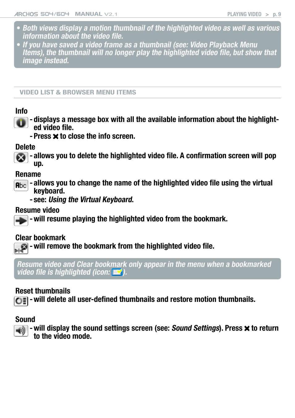ARCHOS Version 2.1 User Manual | Page 9 / 59
