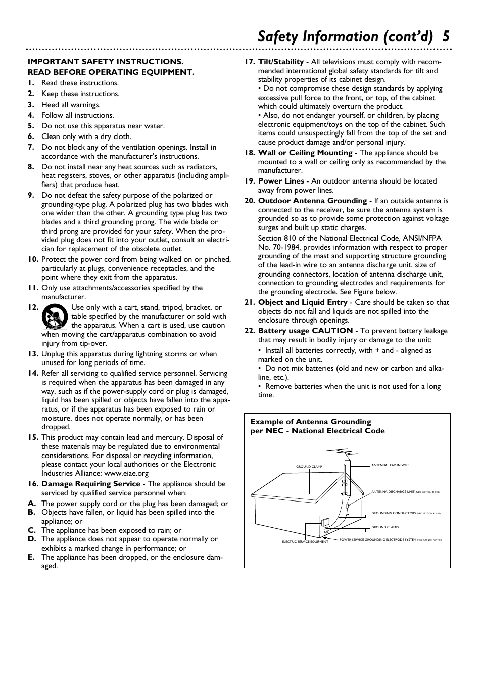 Safety information (cont’d) 5 | Philips DVD580MT User Manual | Page 5 / 48