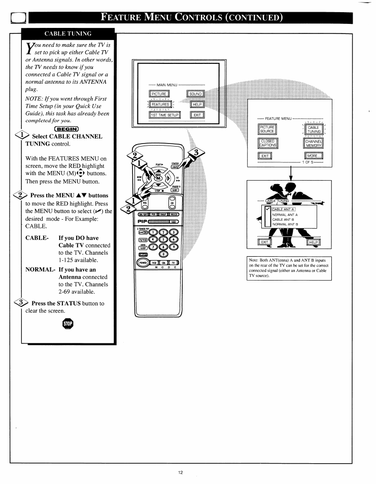 Eature, Ontrous, Continued | Philips 8P4841C199 User Manual | Page 12 / 54