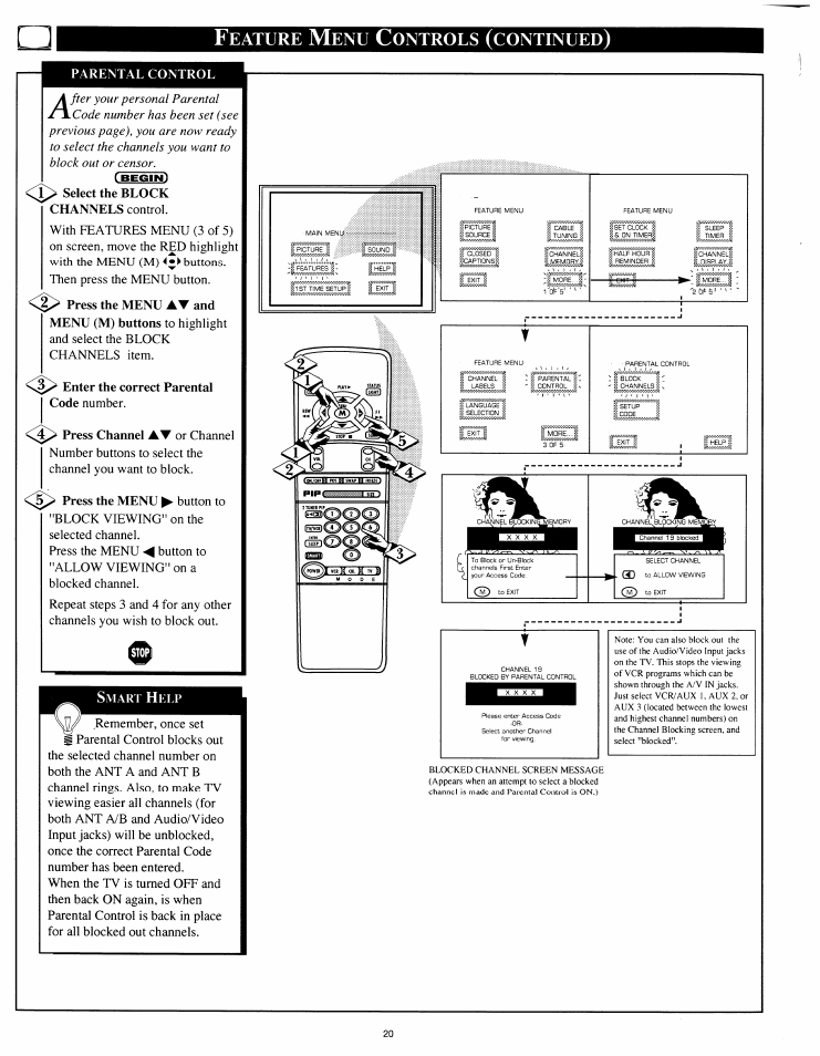 Eature, Ontrols, Continued | Philips 8P4841C199 User Manual | Page 20 / 54