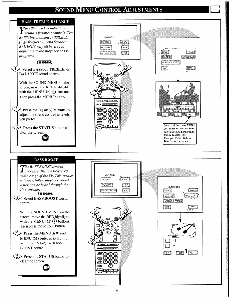 Ound, Ontrol, Djustments | Philips 8P4841C199 User Manual | Page 23 / 54