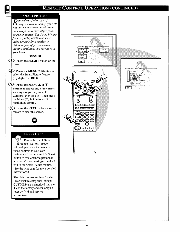 Emote, Ontrol, Peration | Continued | Philips 8P4841C199 User Manual | Page 32 / 54