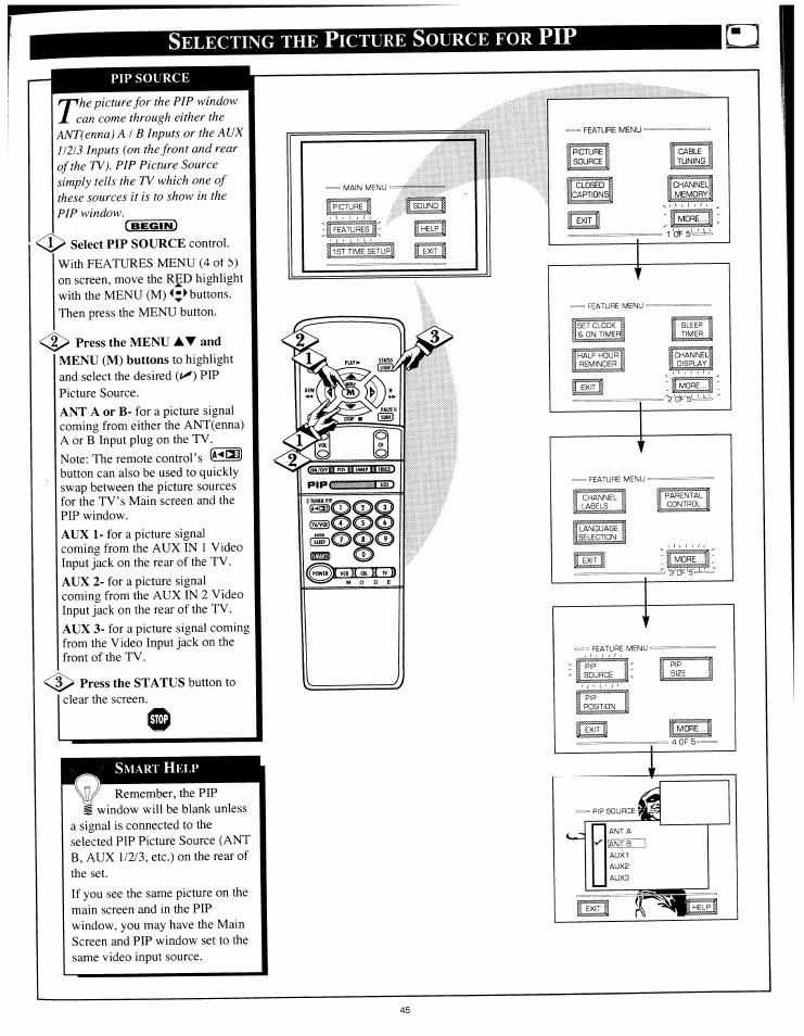 Electing, Icture, Ource | Philips 8P4841C199 User Manual | Page 45 / 54