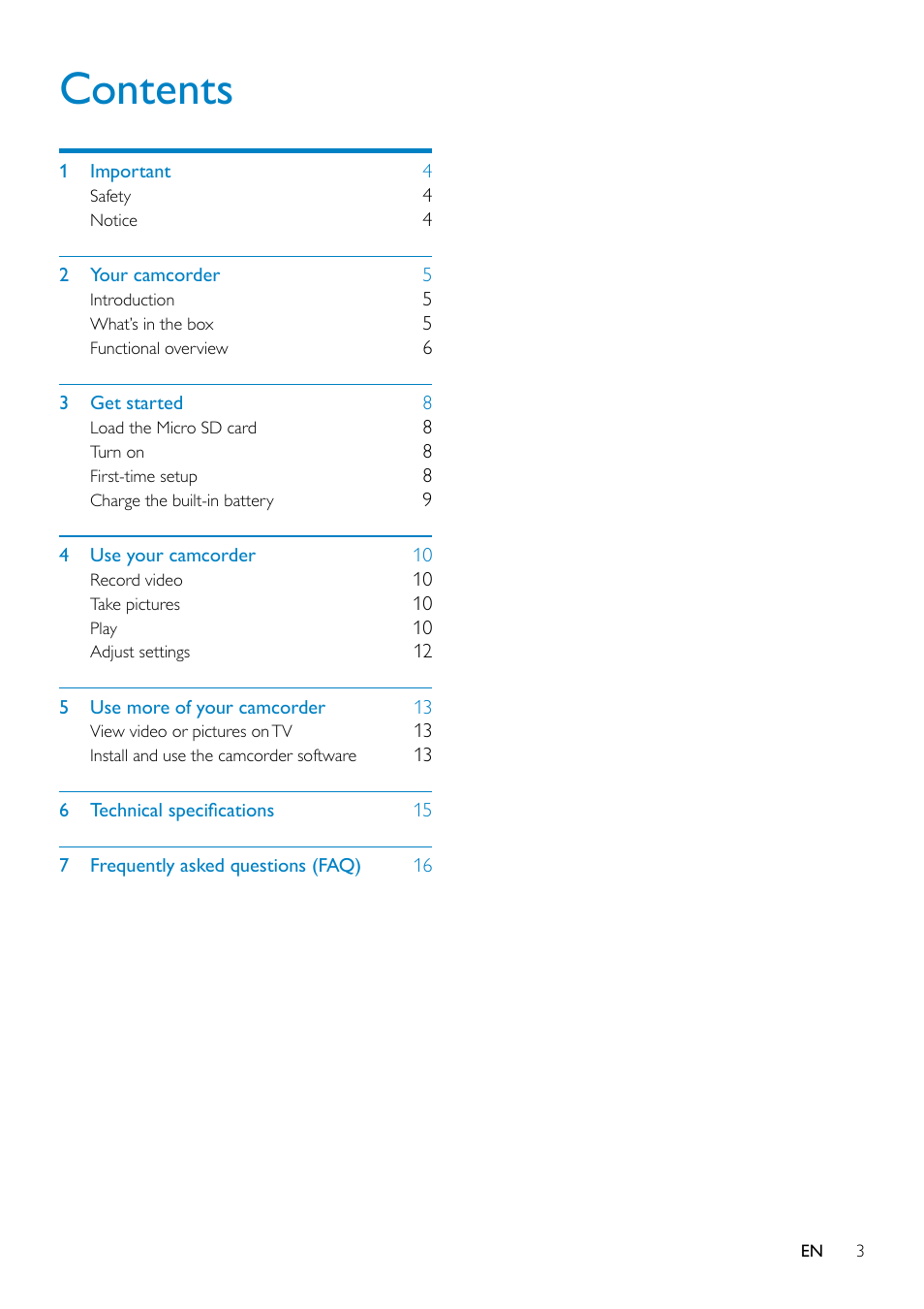 Philips HD camcorder CAM295WH User Manual | Page 3 / 19