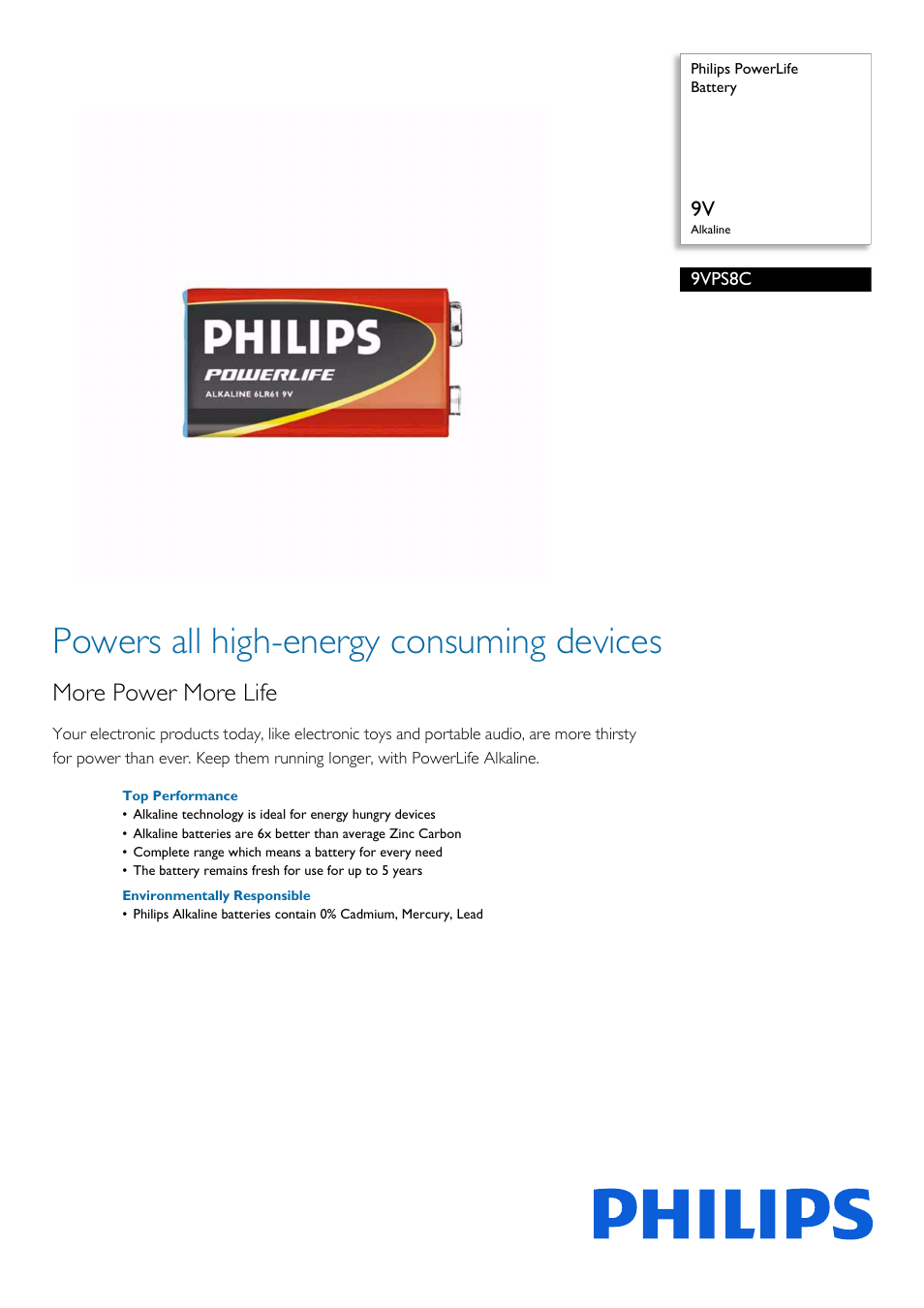 Philips 9VPS8C-27 User Manual | 2 pages