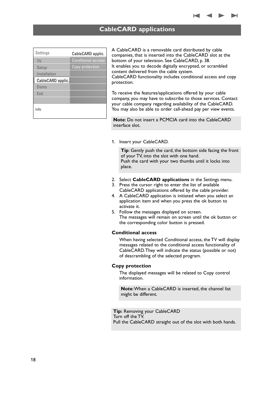 Cablecard applications | Philips 50PF9731D-37 User Manual | Page 20 / 68