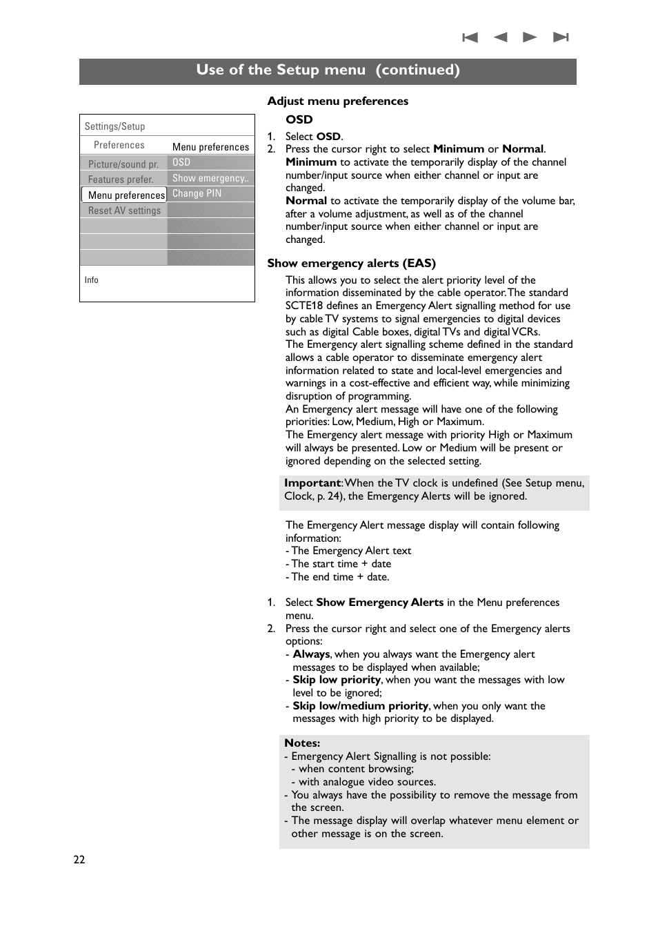 Use of the setup menu (continued) | Philips 50PF9731D-37 User Manual | Page 24 / 68