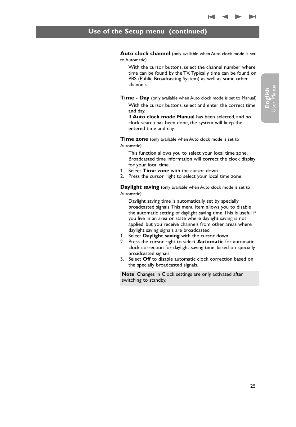 Use of the setup menu (continued), English | Philips 50PF9731D-37 User Manual | Page 27 / 68