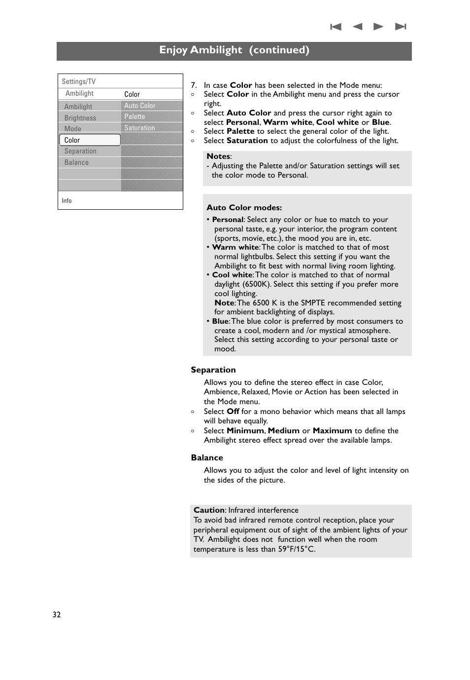Enjoy ambilight (continued) | Philips 50PF9731D-37 User Manual | Page 34 / 68