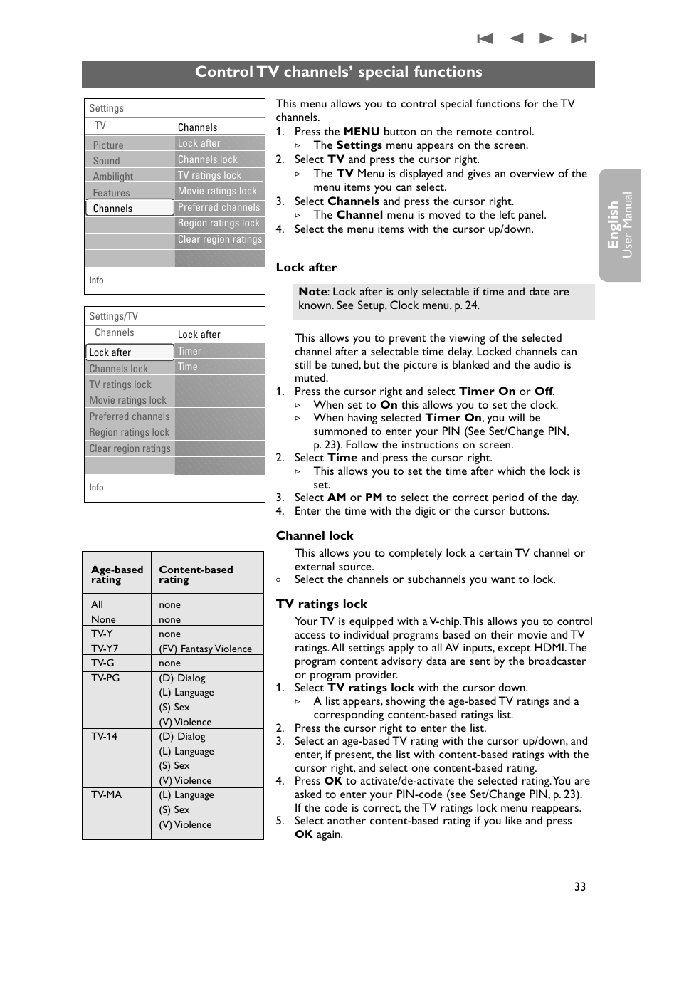 Control tv channels’ special functions, English | Philips 50PF9731D-37 User Manual | Page 35 / 68