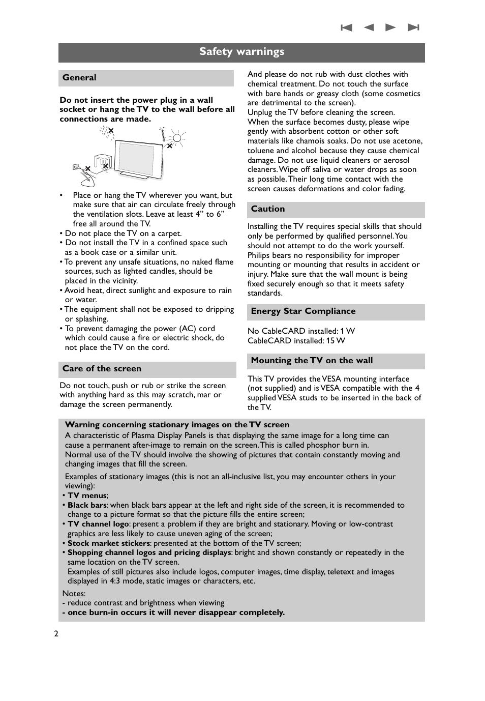 Safety warnings | Philips 50PF9731D-37 User Manual | Page 4 / 68