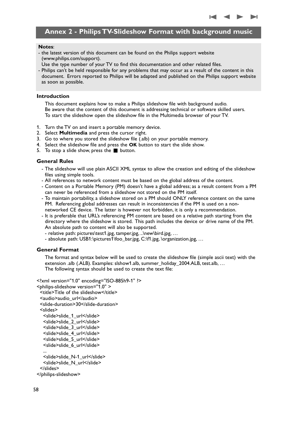 Annex 2 - philips tv-slideshow format with, Background music | Philips 50PF9731D-37 User Manual | Page 60 / 68