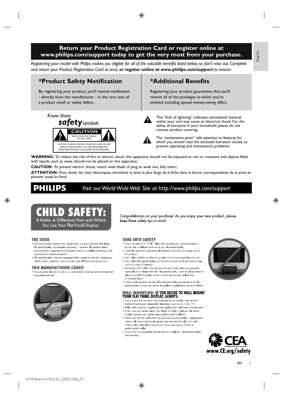 Safety, Product safety notification *additional benefits, Know these | Symbols | Philips LCD TV 32PFL3506 81cm-32" digital TV with Digital Crystal Clear User Manual | Page 3 / 15