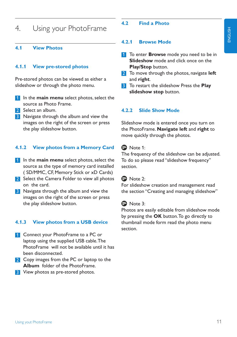 Using your photoframe, 1 view photos, 2 find a photo | Philips 10FF2CMW-27B User Manual | Page 13 / 60