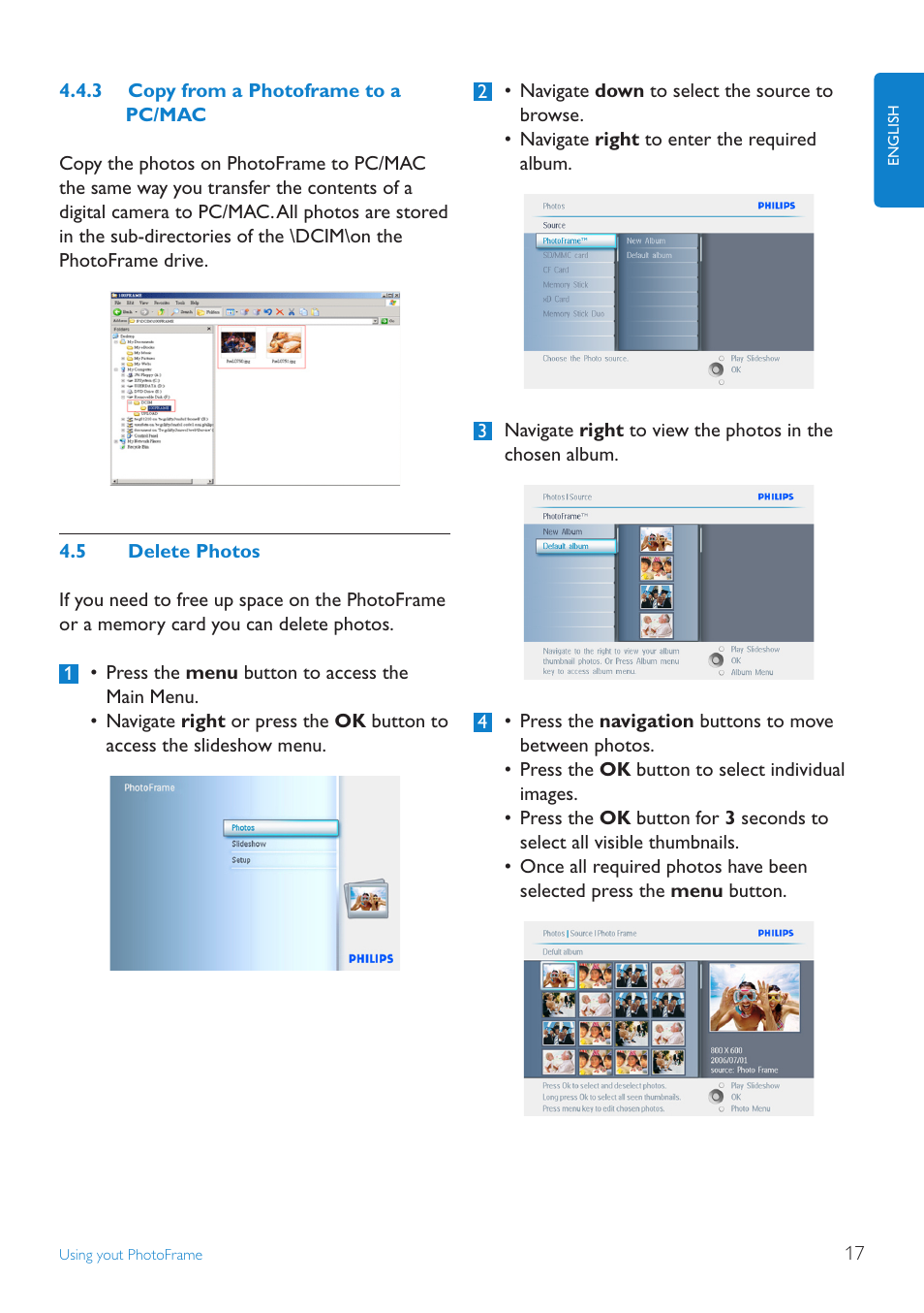 5 delete photos | Philips 10FF2CMW-27B User Manual | Page 19 / 60