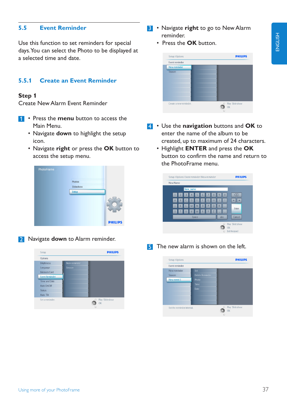 5 event reminder | Philips 10FF2CMW-27B User Manual | Page 39 / 60