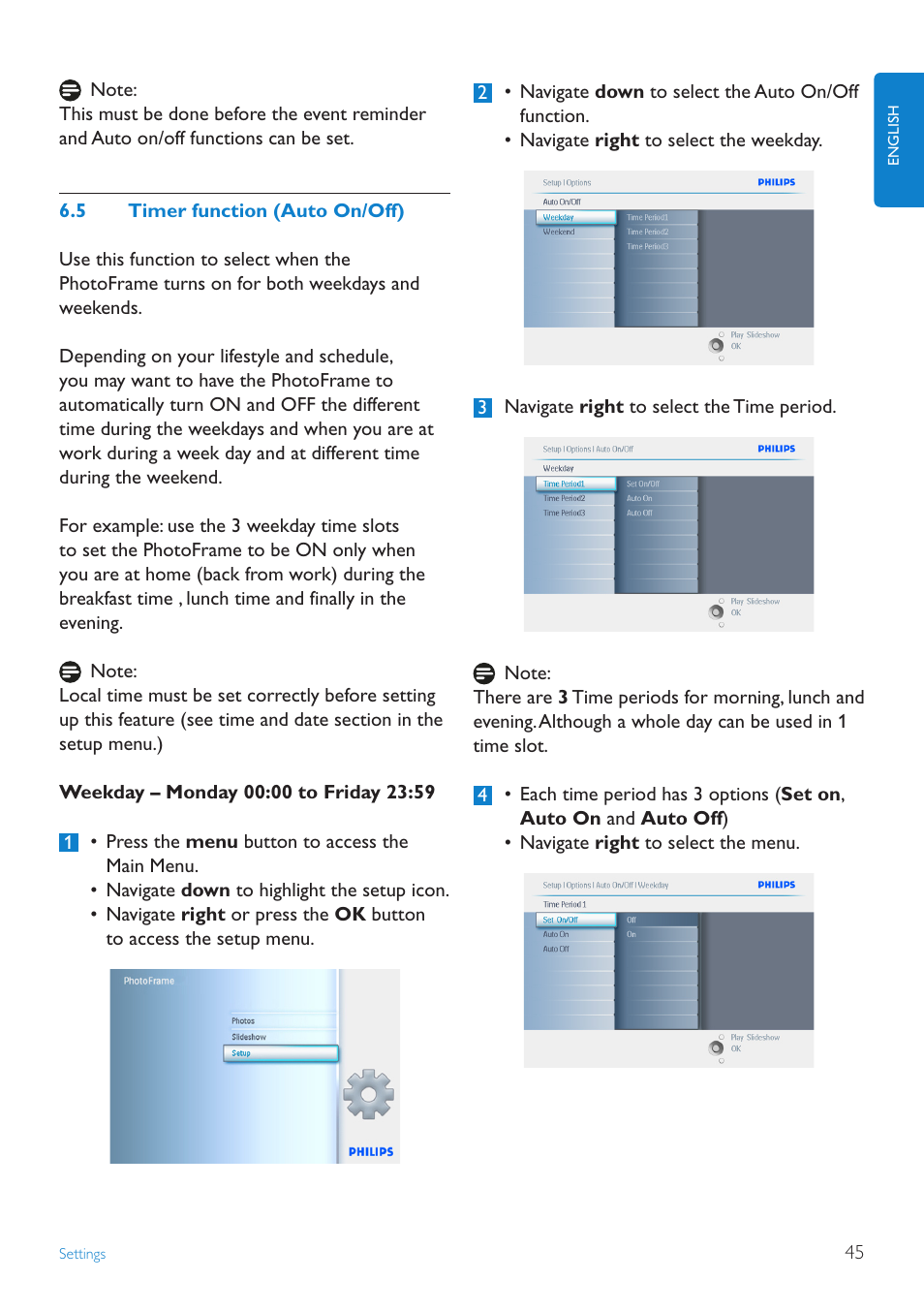 5 timer function (auto on/off) | Philips 10FF2CMW-27B User Manual | Page 47 / 60