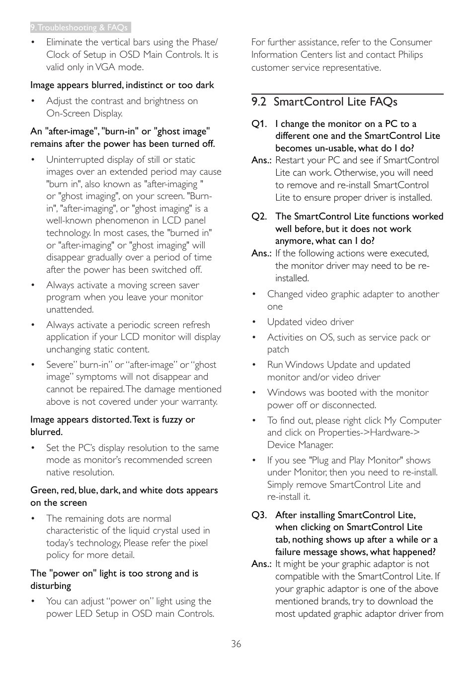 2 smartcontrol lite faqs | Philips 237E3QPHSU-27 User Manual | Page 38 / 42