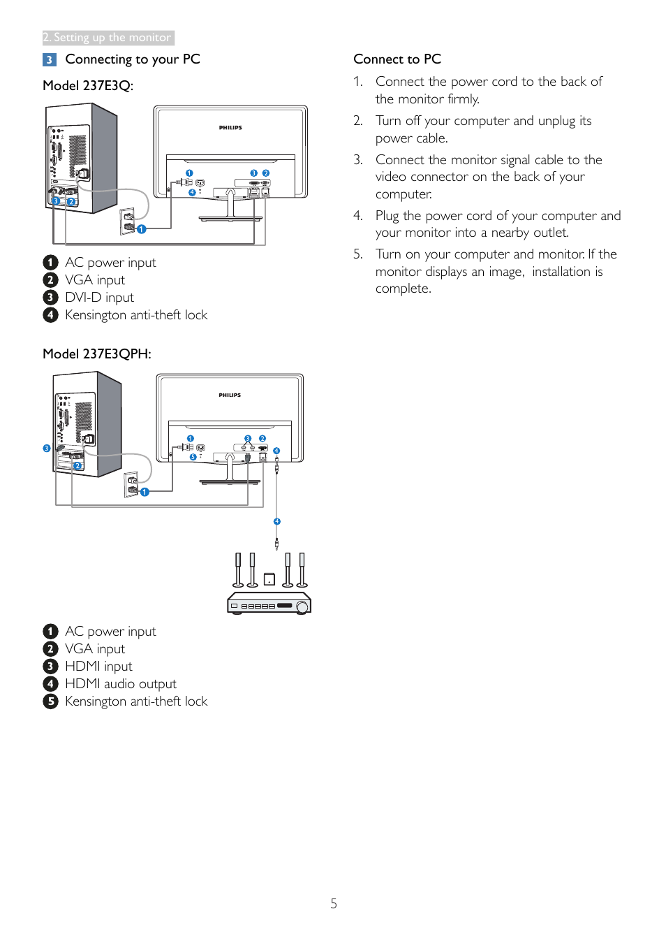 Philips 237E3QPHSU-27 User Manual | Page 7 / 42