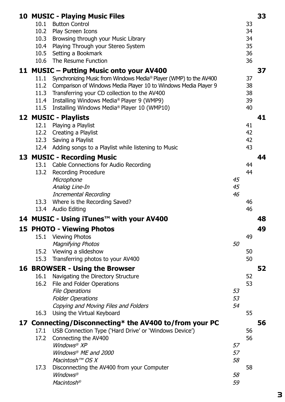 ARCHOS AV420 User Manual | Page 3 / 80