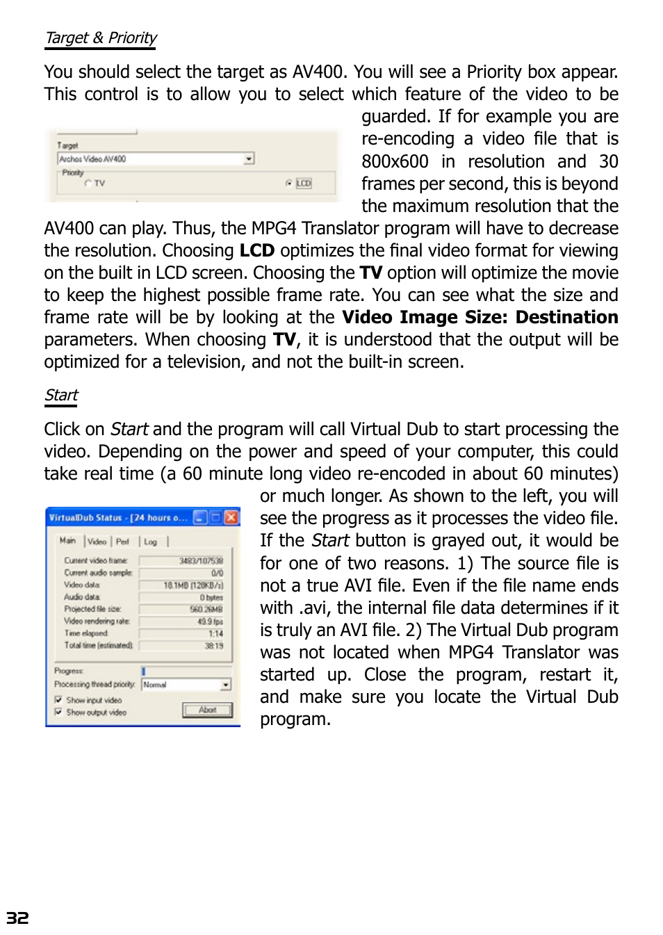 Start | ARCHOS AV420 User Manual | Page 32 / 80