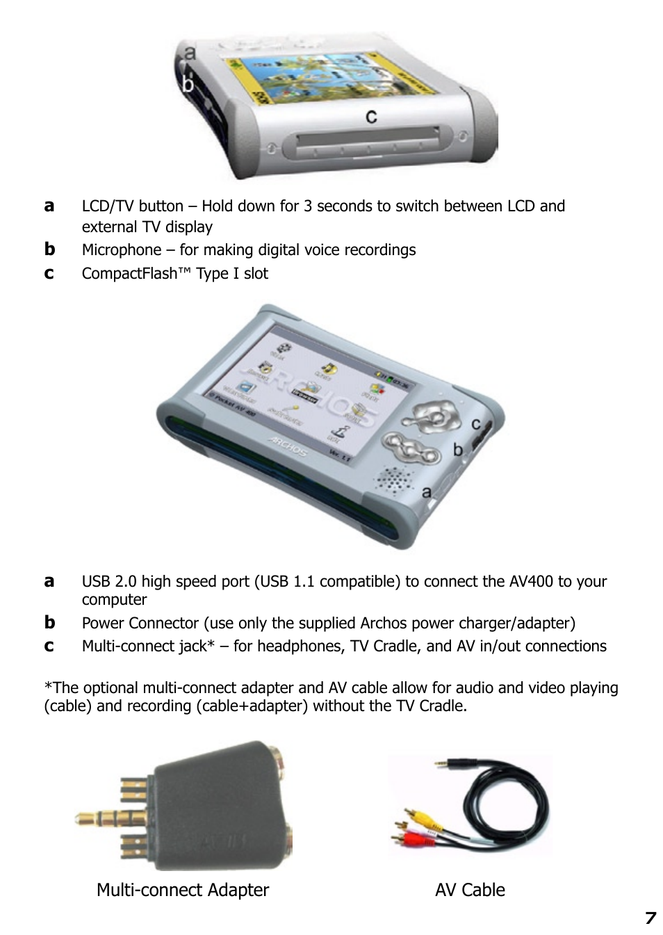 ARCHOS AV420 User Manual | Page 7 / 80