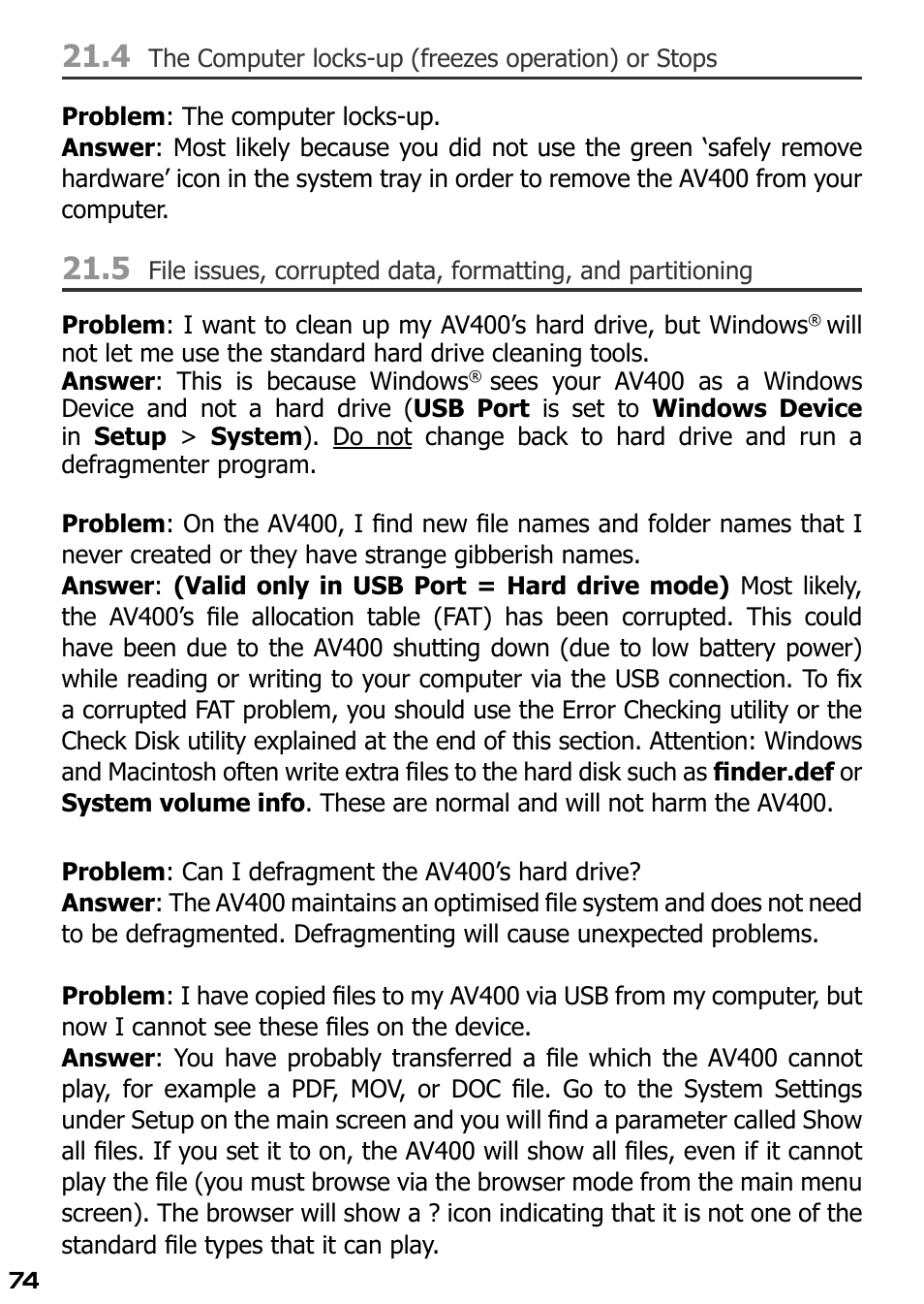 ARCHOS AV420 User Manual | Page 74 / 80