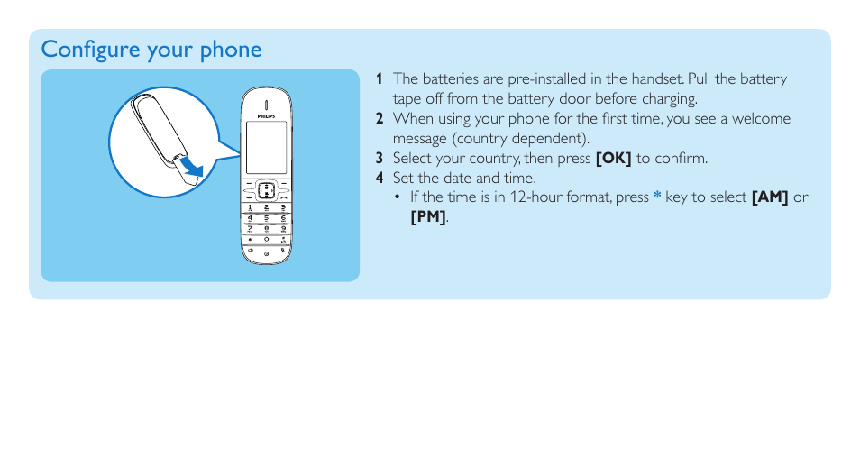 Configure your phone | Philips SE8881B-22 User Manual | Page 4 / 12