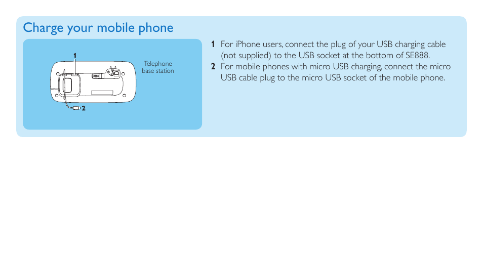 Charge your mobile phone | Philips SE8881B-22 User Manual | Page 6 / 12