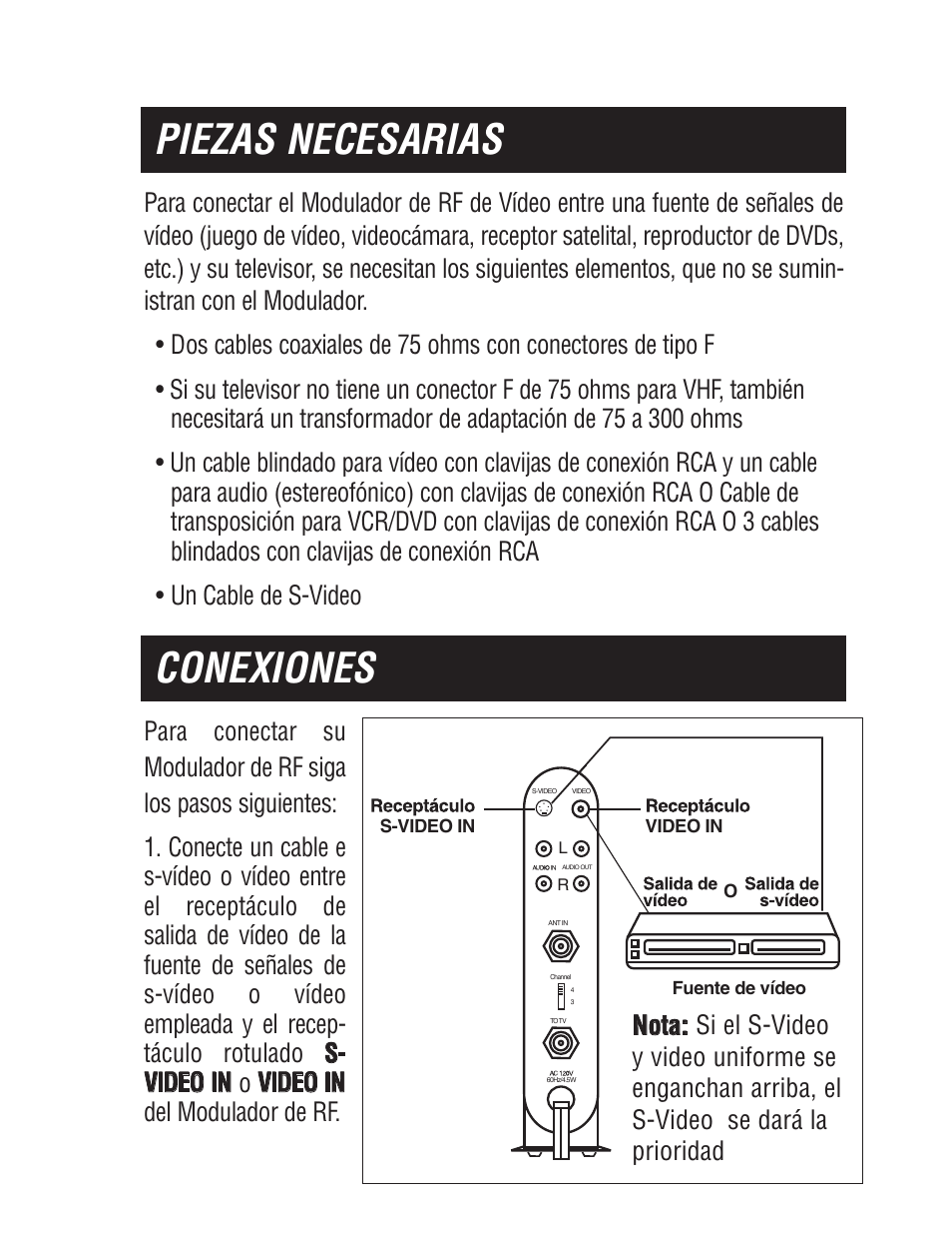 Piezas necesarias, Conexiones | Philips SWS2103W-17 User Manual | Page 11 / 24